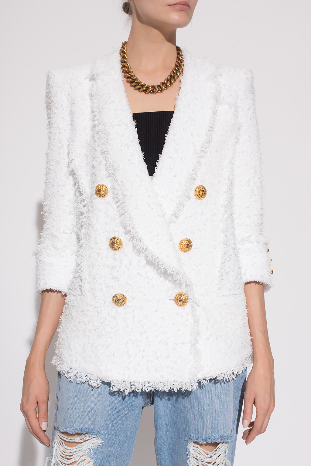 Balmain white sale tweed blazer